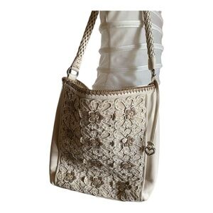 Brighton Off White Flora 3D Floral Vintage Prose Cashmere Shoulder Bag